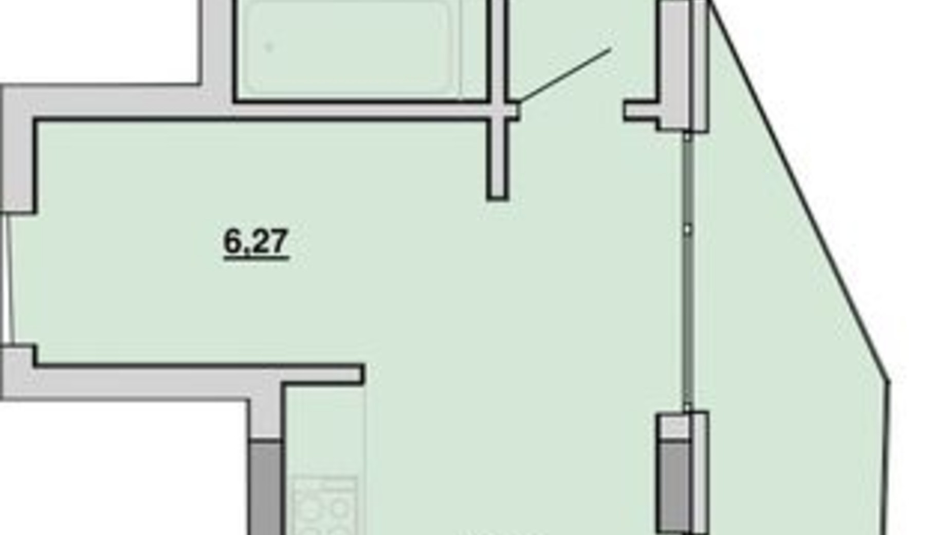 Планировка 1-комнатной квартиры в ЖК на Величковского 38.76 м², фото 463225