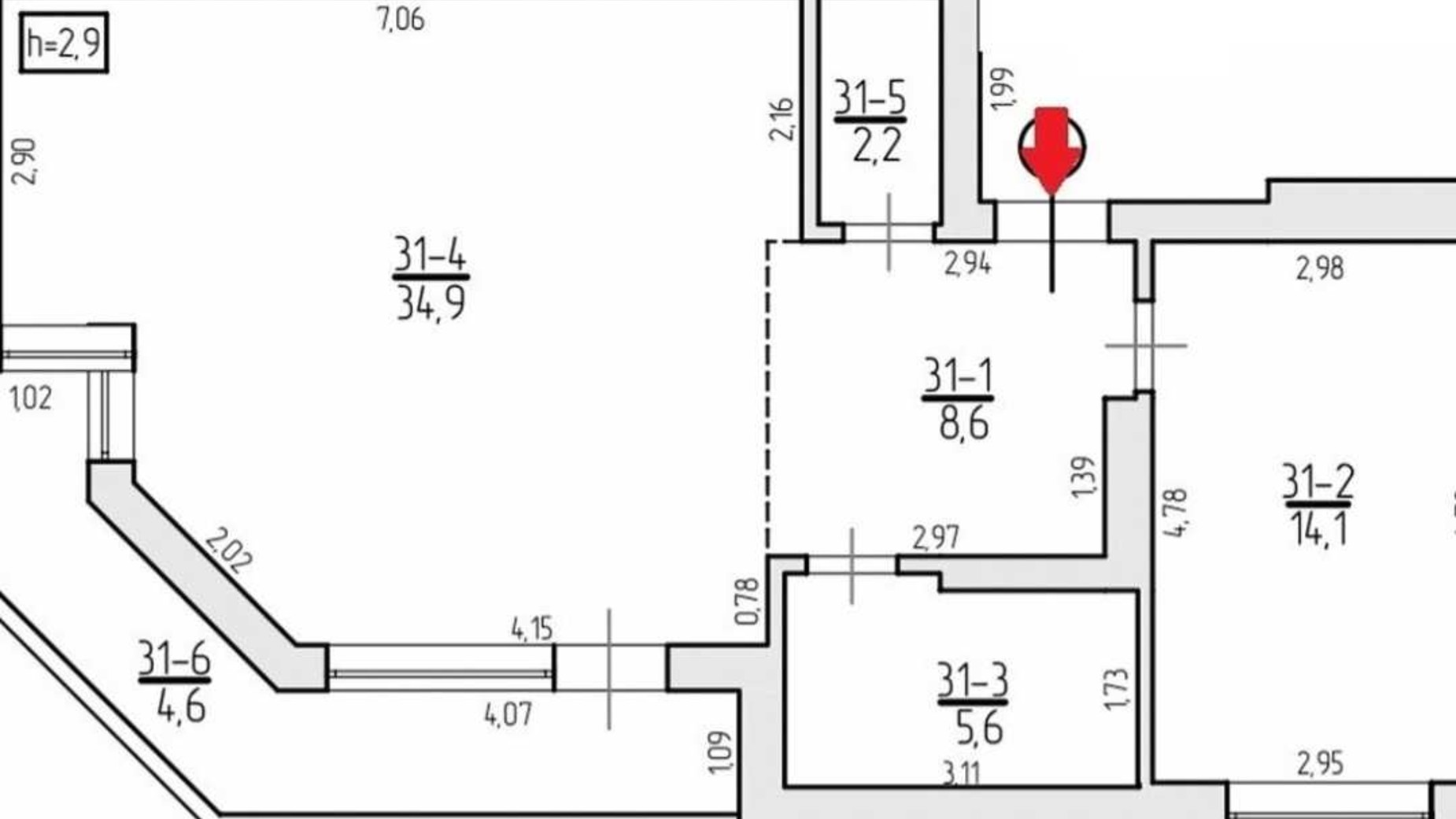 Планировка 2-комнатной квартиры в ЖК SilverPark 70 м², фото 463799