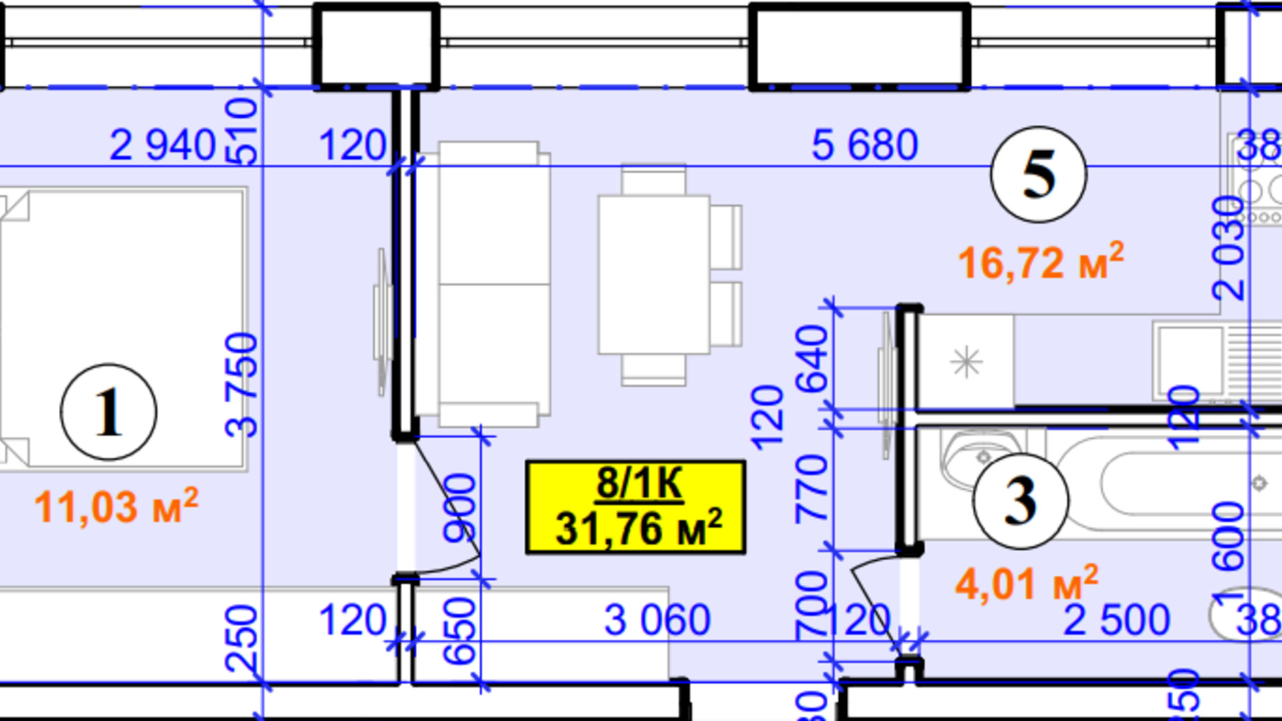 Планировка 1-комнатной квартиры в ЖК Smart House 31.76 м², фото 464179