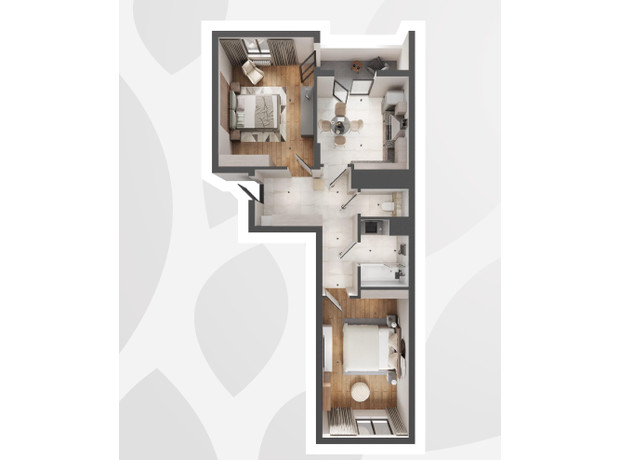 ЖК Вышневый Сад: планировка 2-комнатной квартиры 65.27 м²