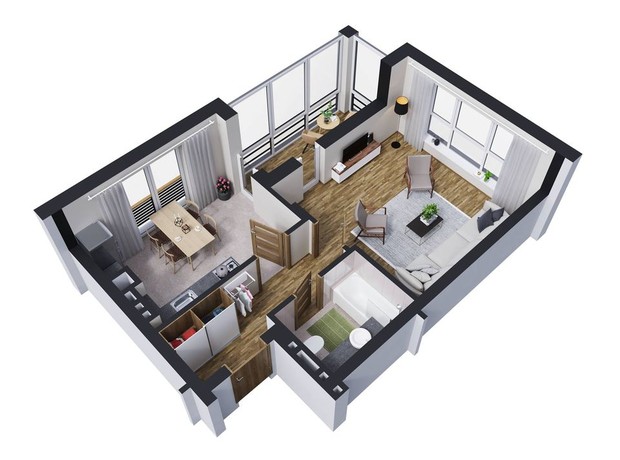 ЖК Baker Street: планування 1-кімнатної квартири 47 м²