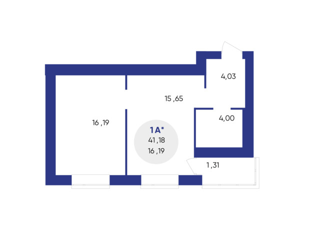ЖК Атмосфера: планування 1-кімнатної квартири 41.24 м²