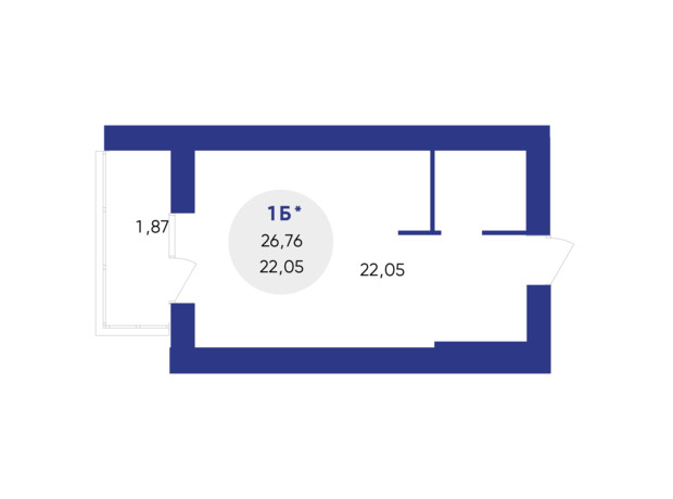 ЖК Атмосфера: планування 1-кімнатної квартири 26.79 м²