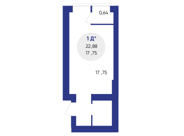 ЖК Атмосфера: планування 1-кімнатної квартири 22.88 м²