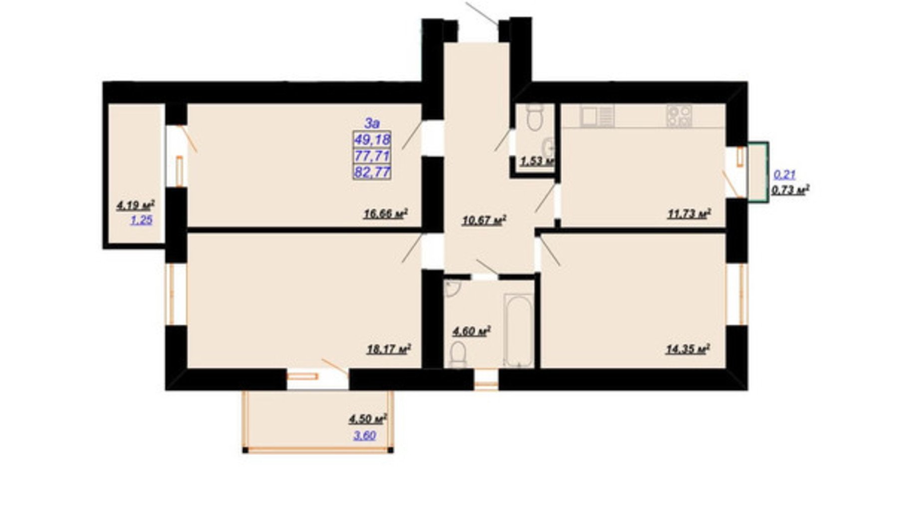 Планування 5-кімнатної квартири в ЖК Цитадель-2 165.54 м², фото 466711