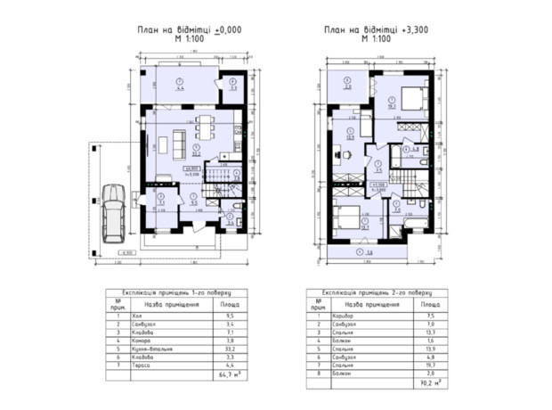 Дуплекс Stone Village: планування 4-кімнатної квартири 134.9 м²