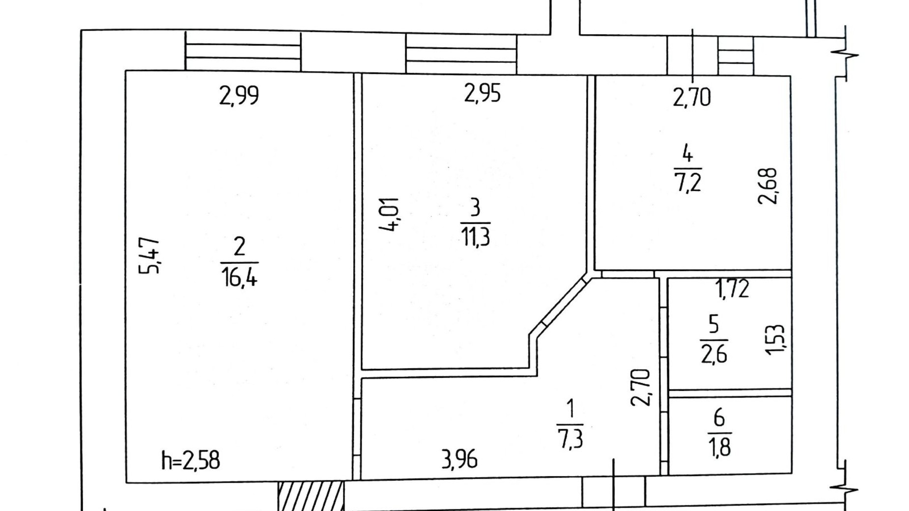 Планировка 2-комнатной квартиры в ЖК Дом на Стрелецкой 48.7 м², фото 468857