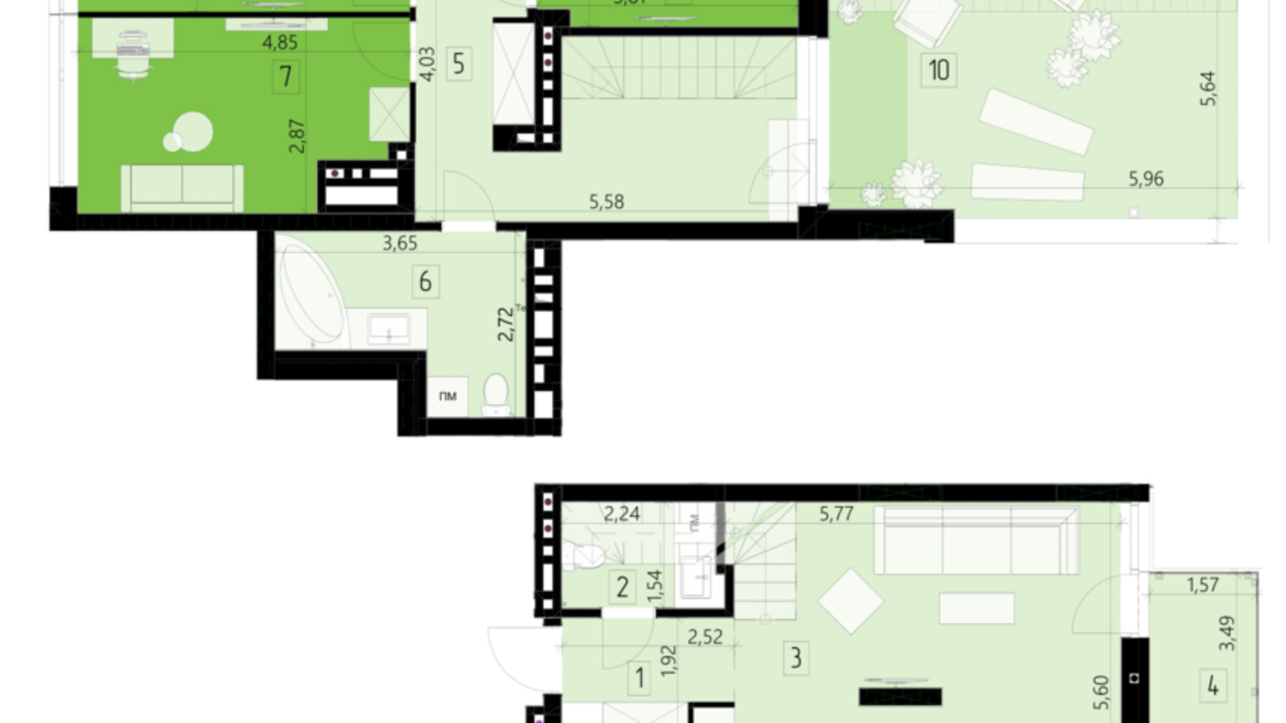 Планування 3-кімнатної квартири в ЖК 111 Zelena 117.9 м², фото 469973