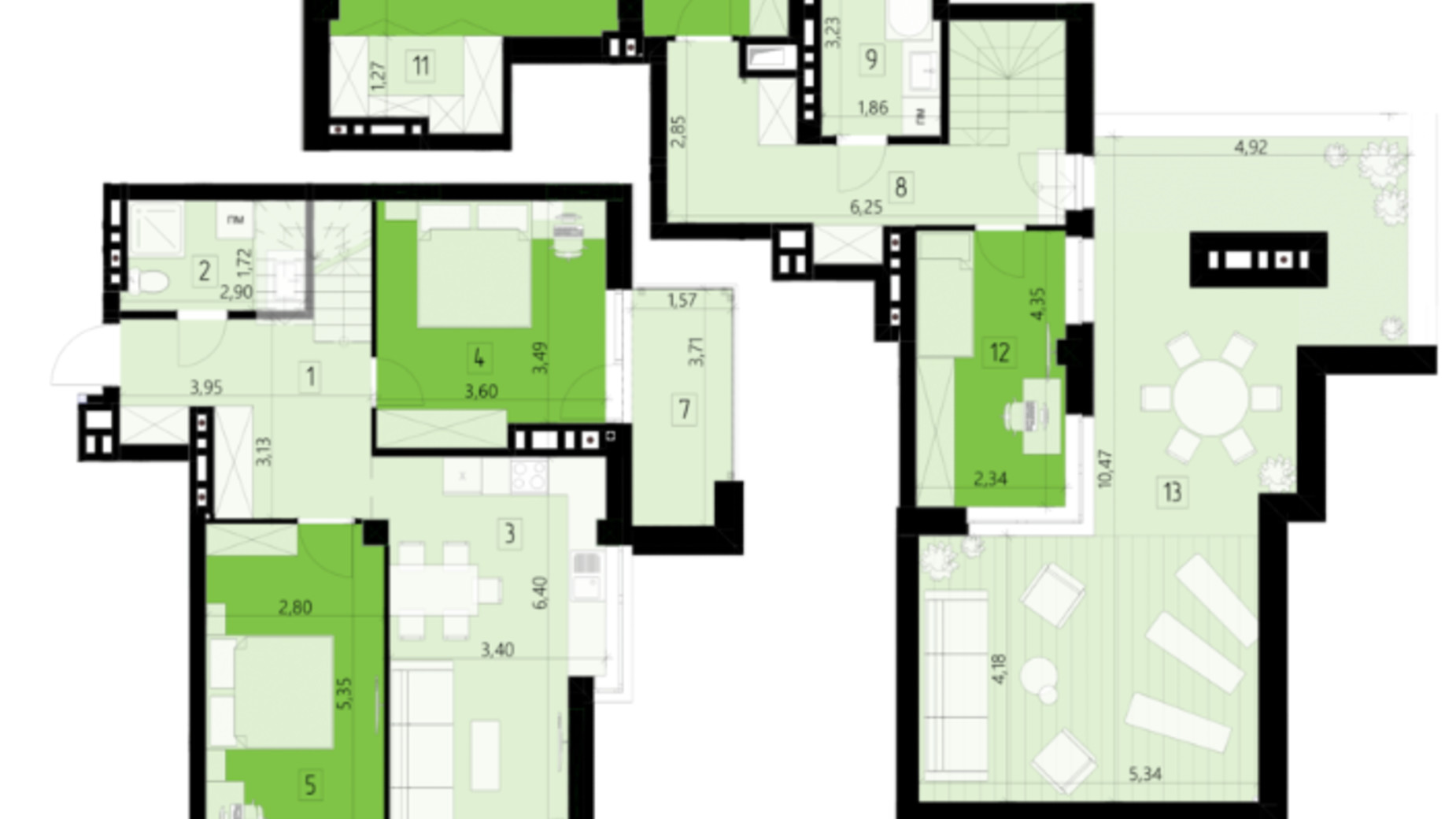 Планування 4-кімнатної квартири в ЖК 111 Зелена 135.9 м², фото 469974