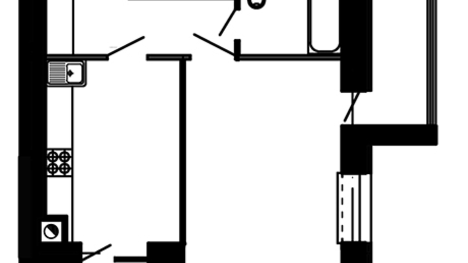 Планировка 1-комнатной квартиры в ЖК ул. Владимира Великого 48.26 м², фото 470215