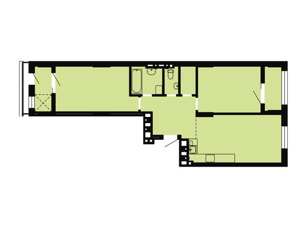ЖК Весняний: планировка 2-комнатной квартиры 79.91 м²