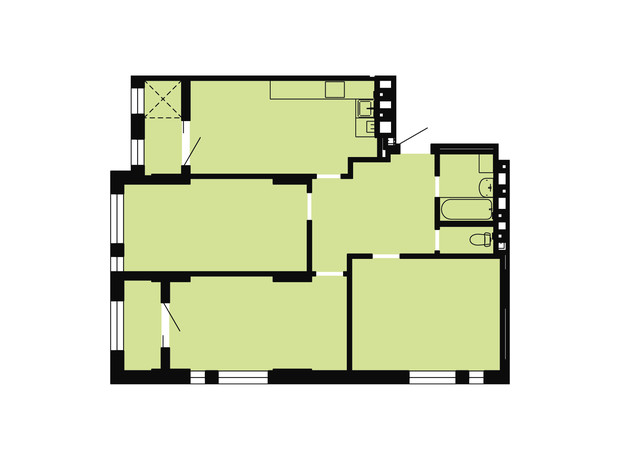 ЖК Весняний: планировка 3-комнатной квартиры 92.2 м²