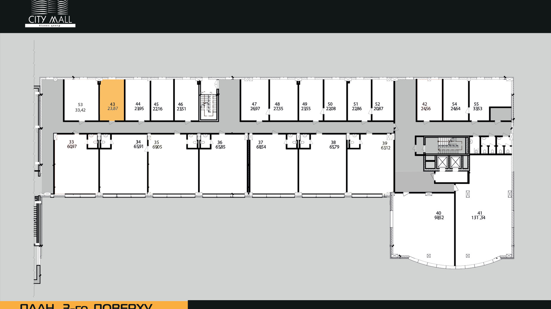 Планировка помещения в Бизнес-центр City Tower Mall 23.87 м², фото 470772