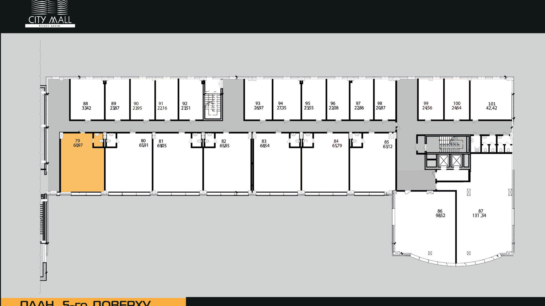 Планування приміщення в Бізнес-центр City Tower Mall 60.97 м², фото 470785