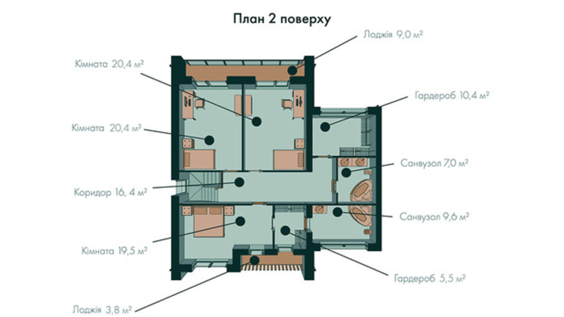Планировка 3-комнатной квартиры в Таунхаус Green Wall 235 м², фото 471009