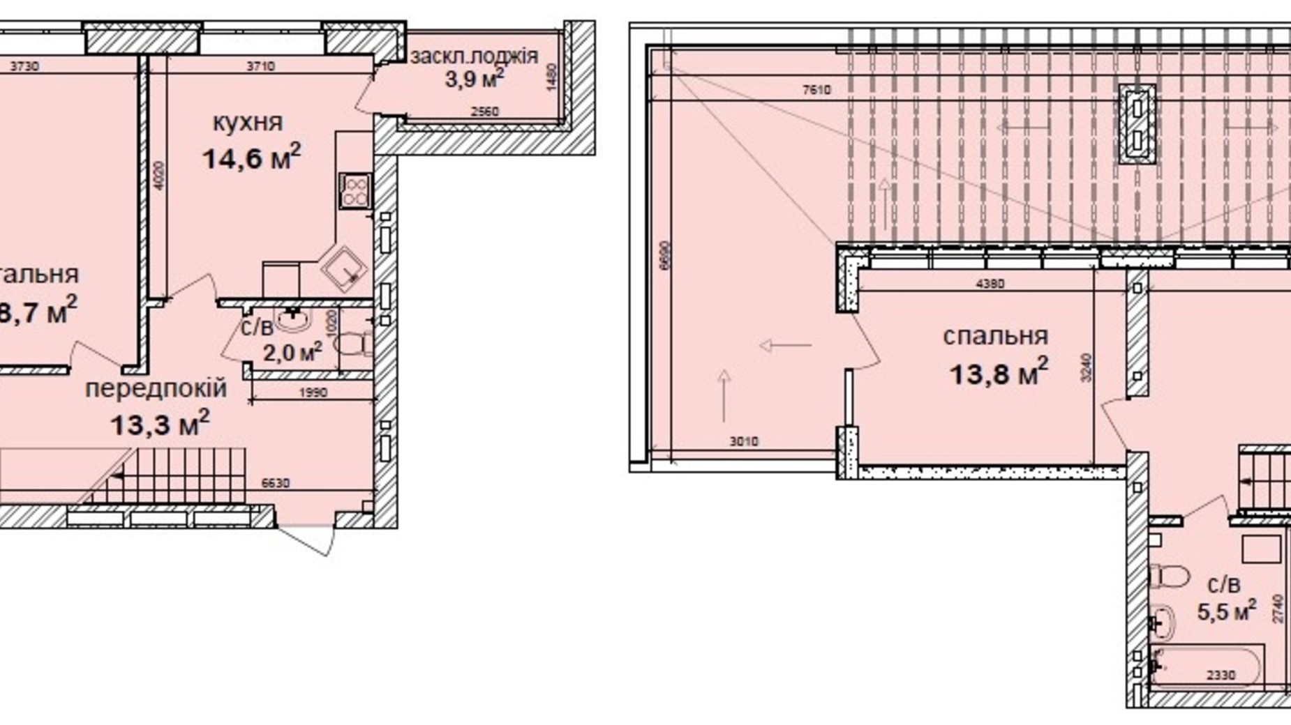 Планування багато­рівневої квартири в Клубний квартал Феофанія-park 132.7 м², фото 471444