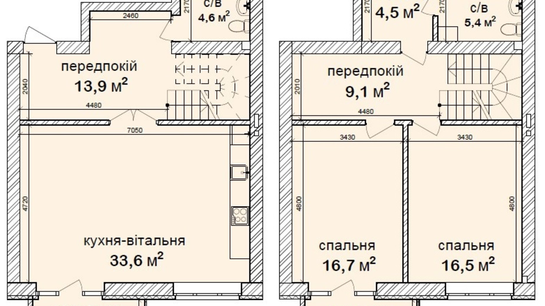 Планировка много­уровневой квартиры в Клубний квартал Феофания-park 112.5 м², фото 471449