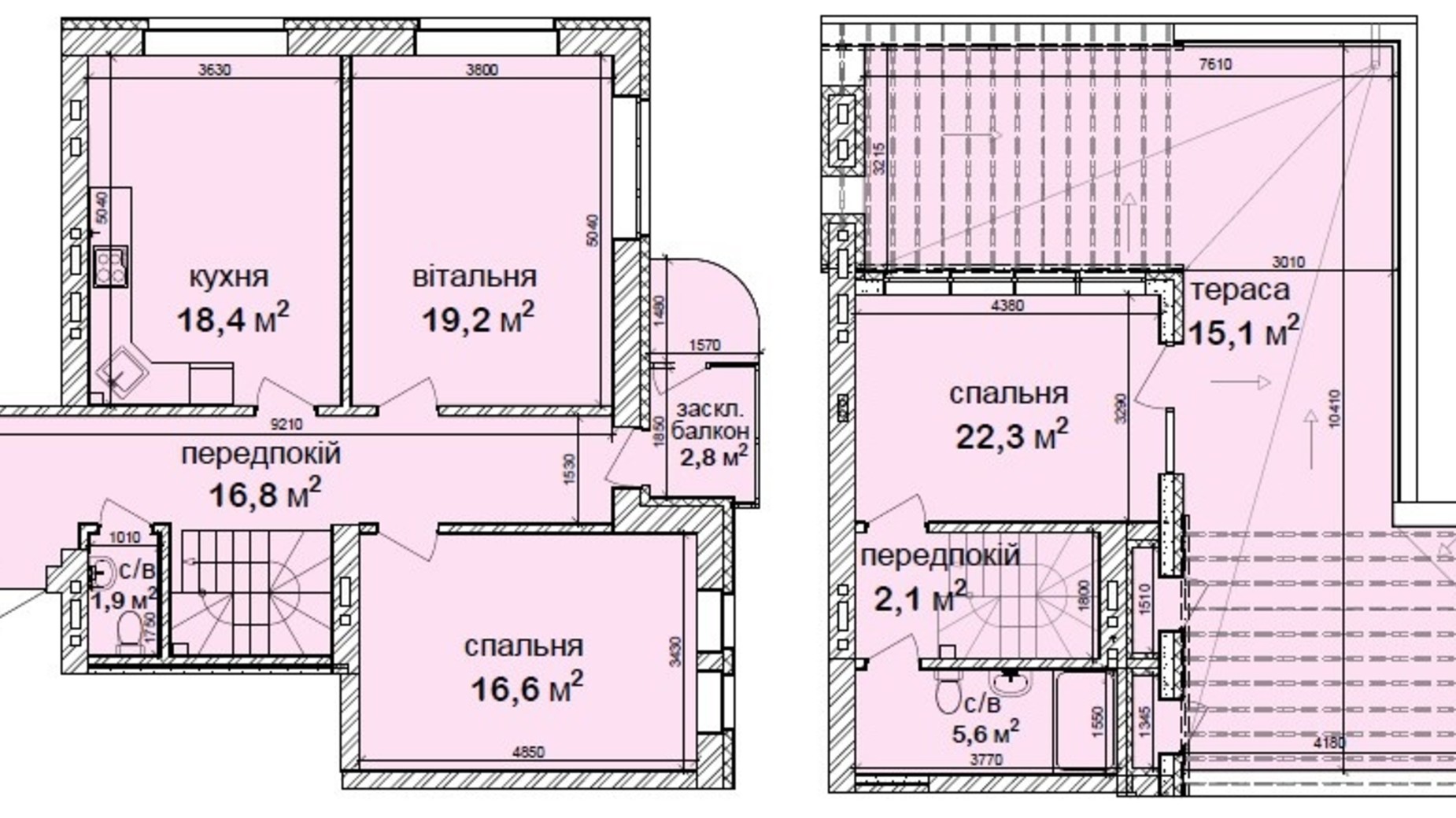 Планировка много­уровневой квартиры в Клубний квартал Феофания-park 120.8 м², фото 471493