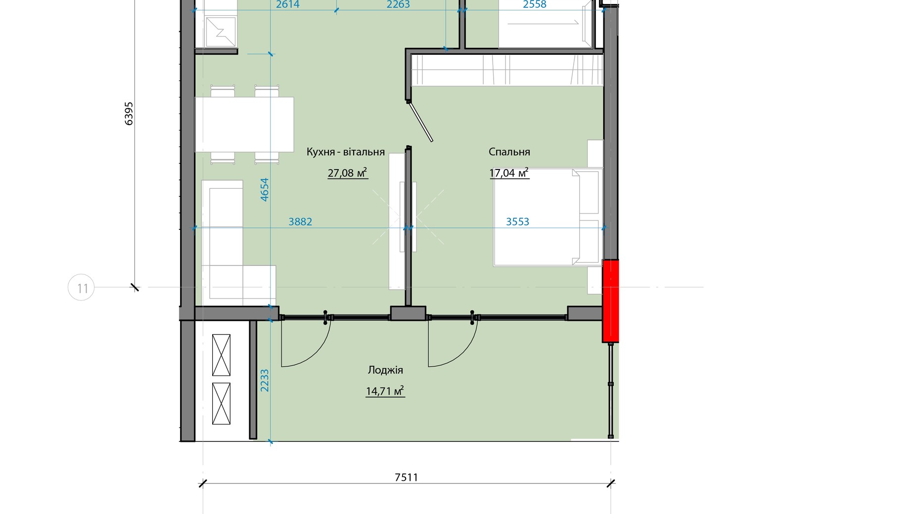 Планування 1-кімнатної квартири в ЖК Avenue 25 70.32 м², фото 471573