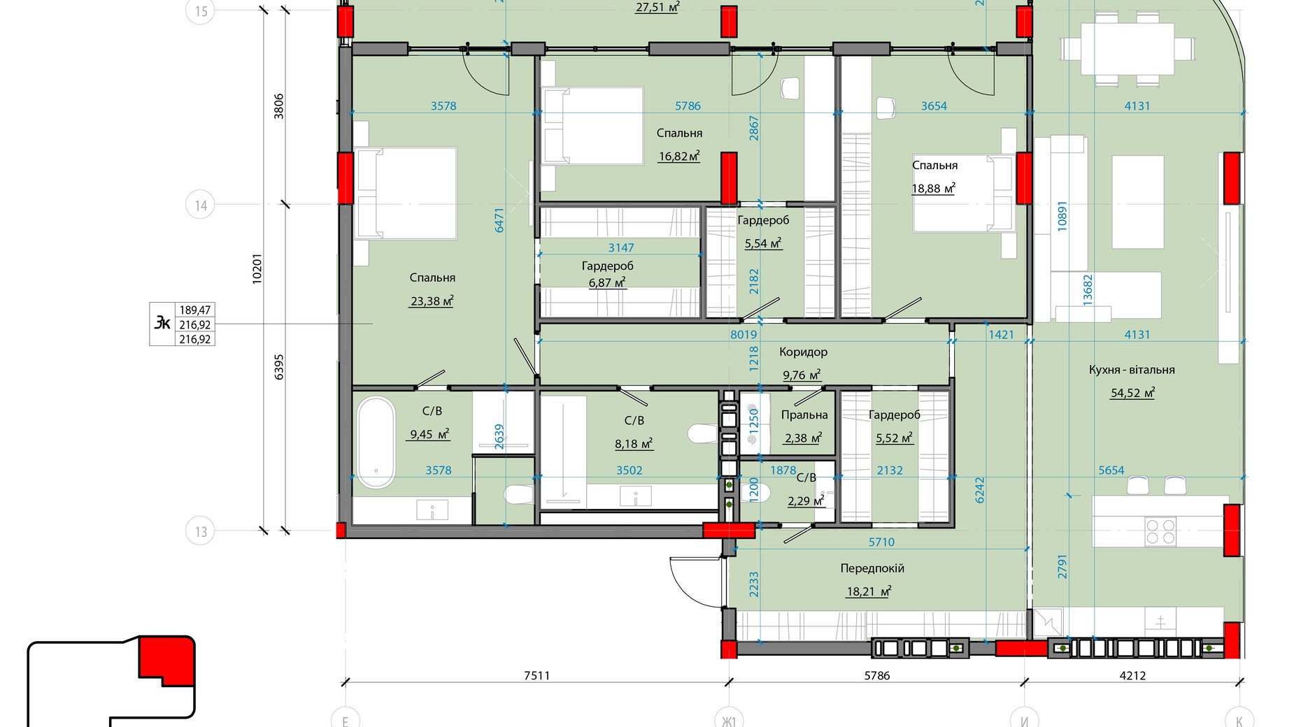 Планування 3-кімнатної квартири в ЖК Avenue 25 213.98 м², фото 471584