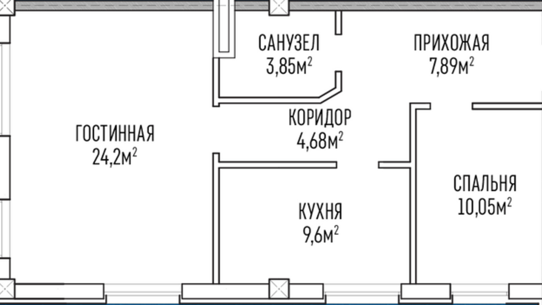 Планування 2-кімнатної квартири в ЖК Лондон Парк 60.4 м², фото 471707