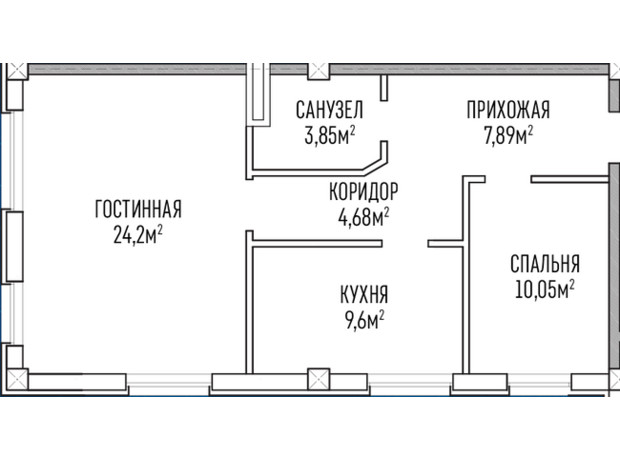 ЖК Лондон Парк: планування 2-кімнатної квартири 60.4 м²