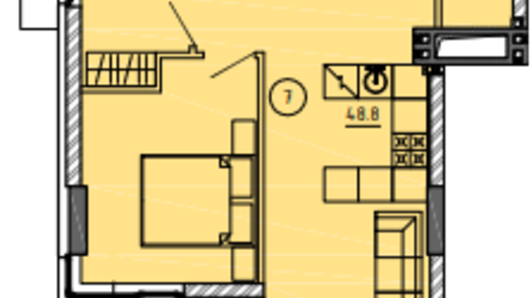 Планировка 2-комнатной квартиры в ЖК Городок  48.8 м², фото 472457