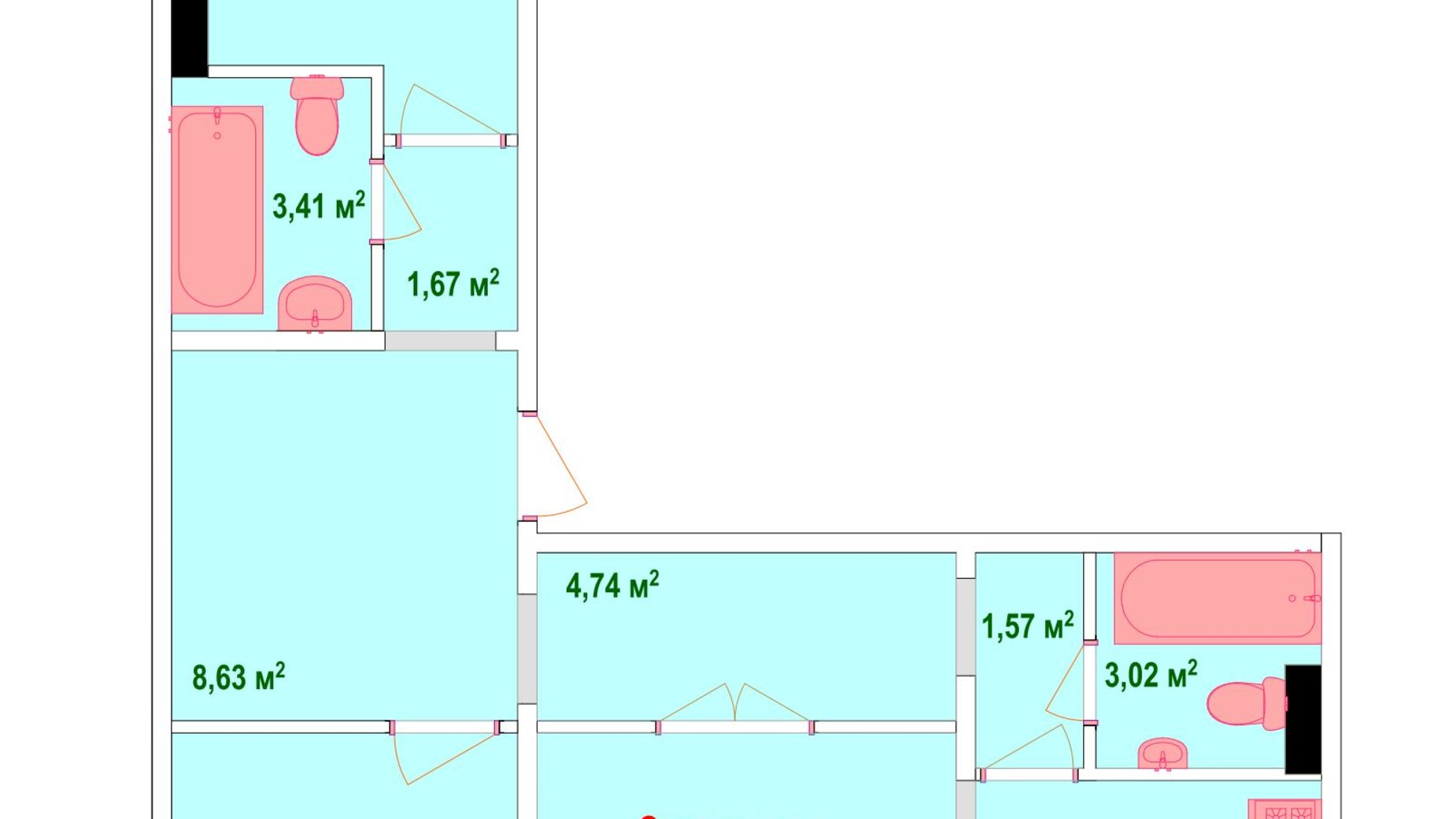 Планировка 3-комнатной квартиры в ЖК Казак Сити 81.7 м², фото 47466