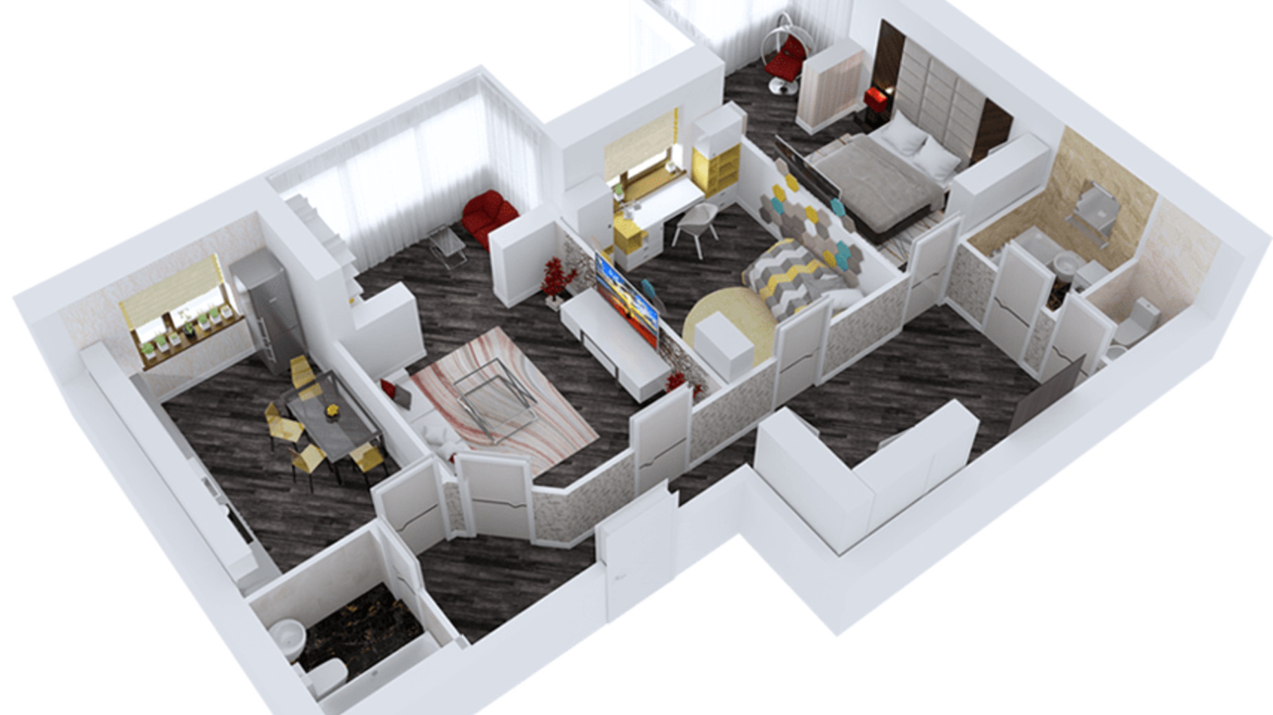 Планування 3-кімнатної квартири в ЖК Резиденція 96.26 м², фото 47519