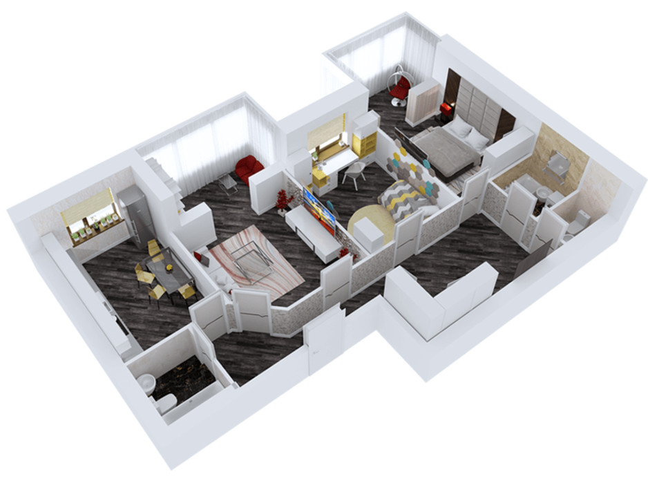 Планировка 3-комнатной квартиры в ЖК Резиденция 96.26 м², фото 47519 Планировка 3-комнатной квартиры в ЖК Резиденция 96.26 м², фото 47519