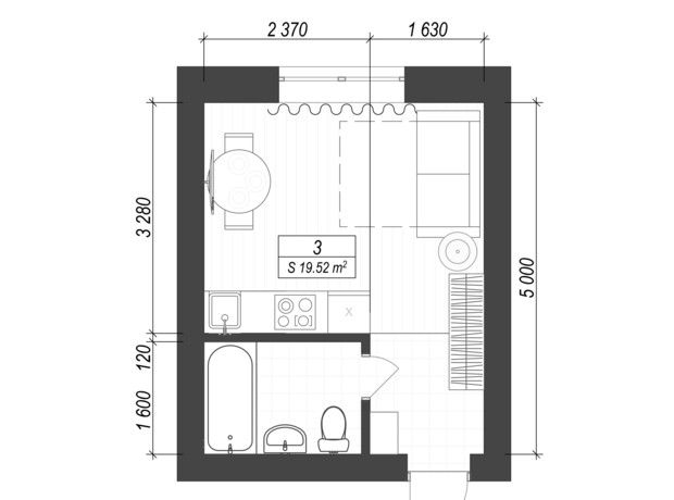 ЖК Smart Idea: планировка 1-комнатной квартиры 20 м²