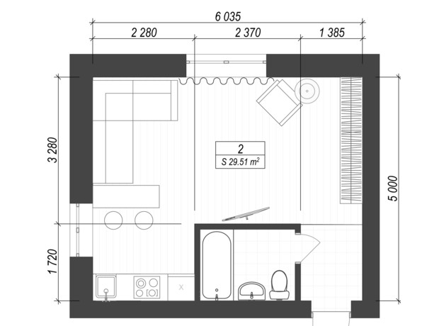 ЖК Smart Idea: планування 1-кімнатної квартири 30.7 м²