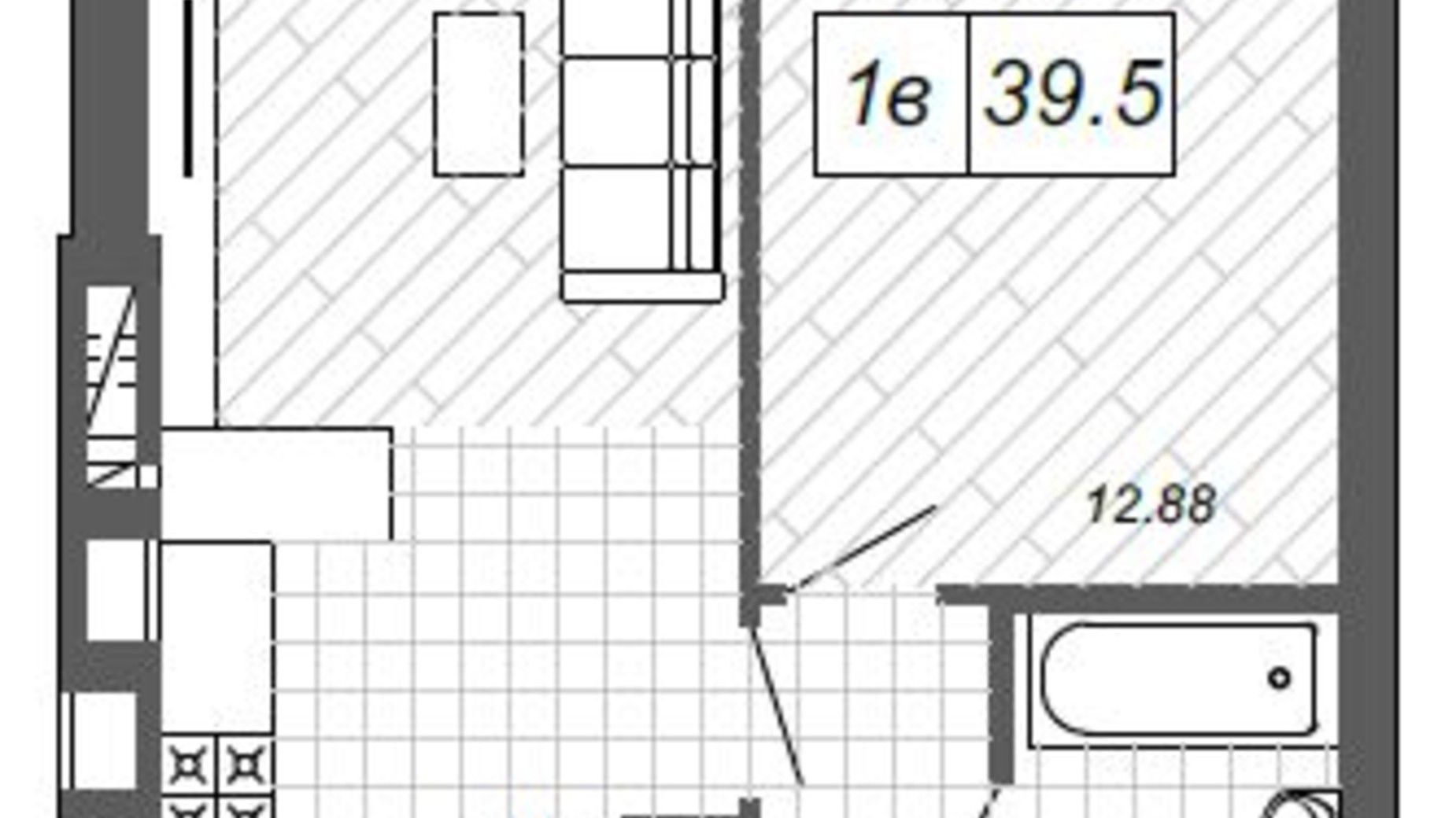 Планировка 1-комнатной квартиры в ЖК Новые Метры п27  39.5 м², фото 478345