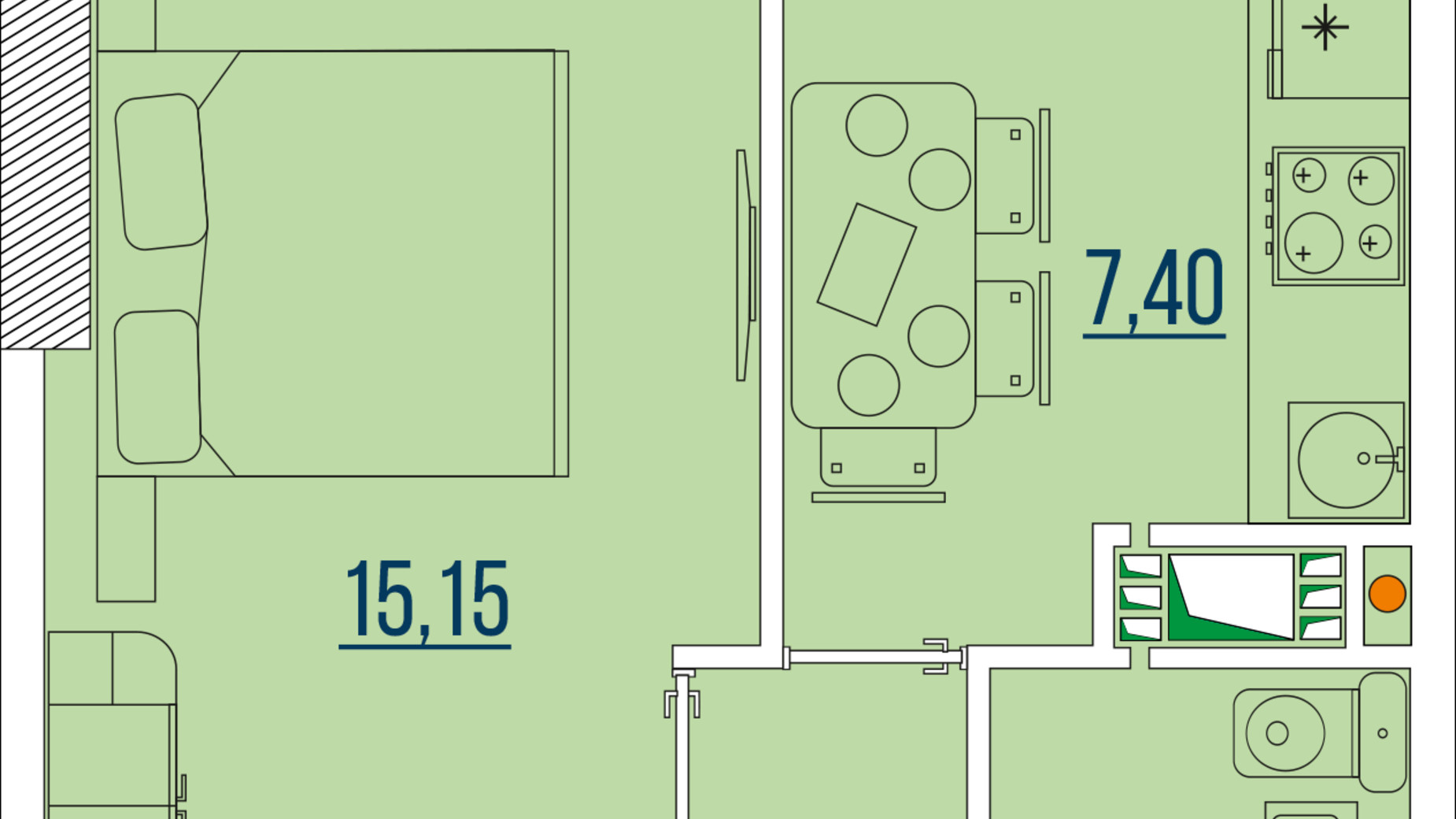 Планировка 1-комнатной квартиры в ЖК Бульвар Акаций 35.1 м², фото 478606