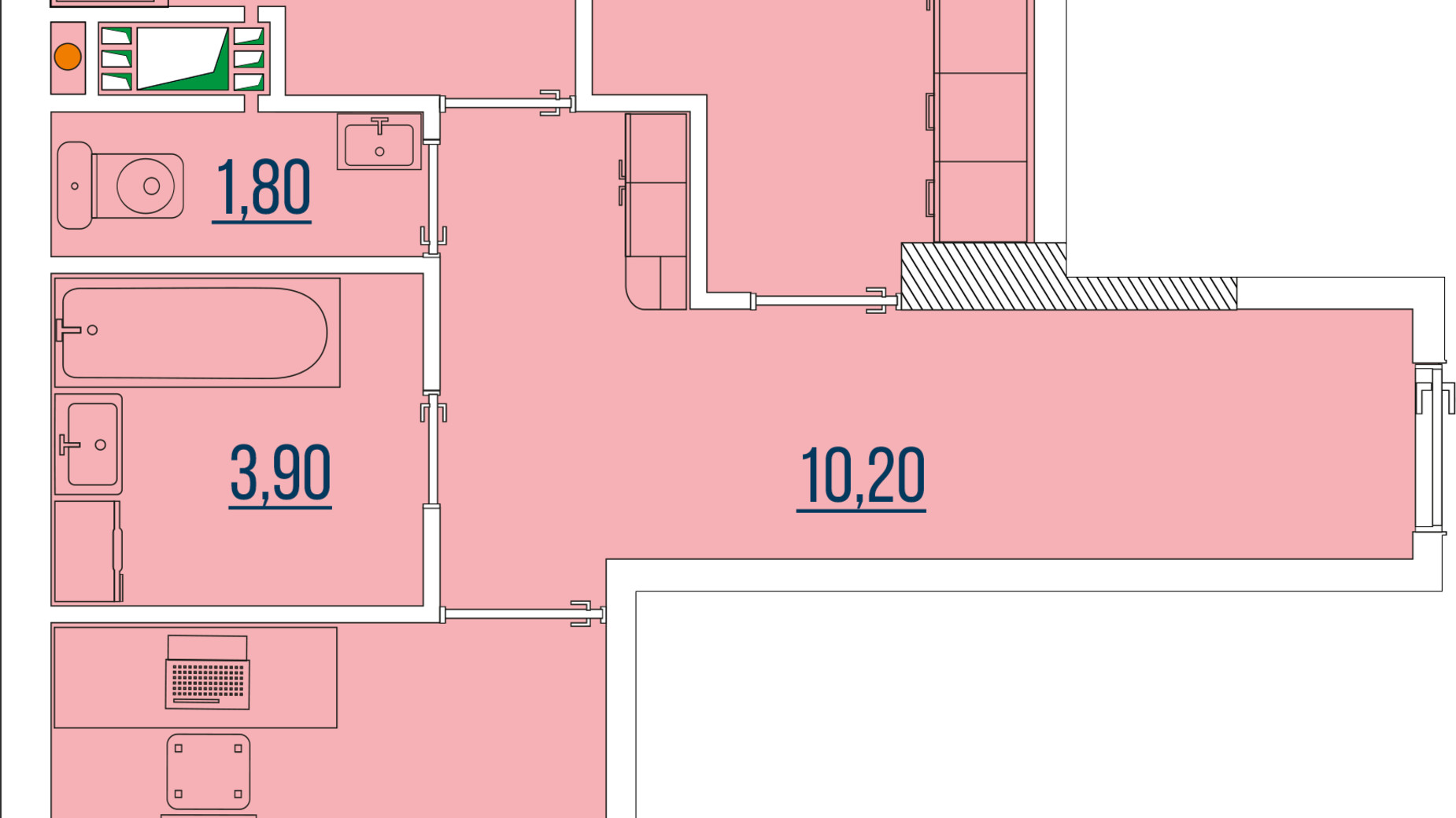 Планировка 2-комнатной квартиры в ЖК Бульвар Акаций 60.9 м², фото 478618