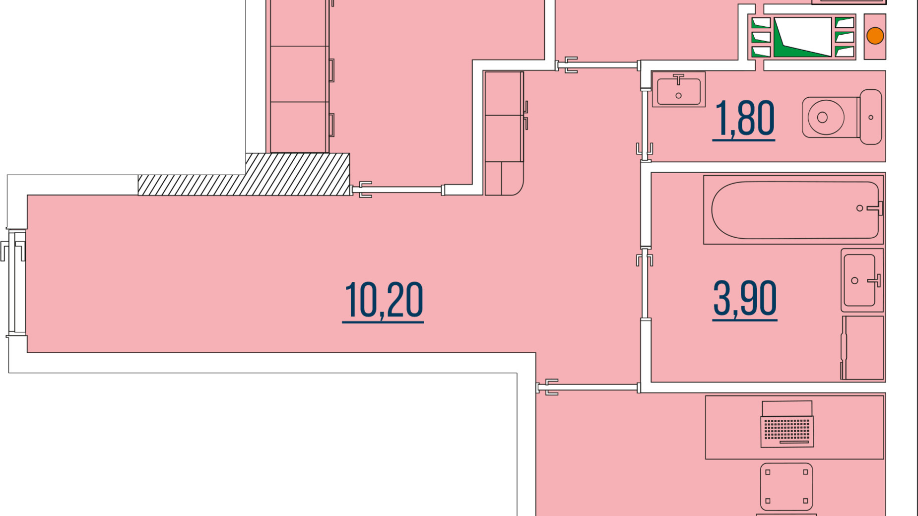 Планування 2-кімнатної квартири в ЖК Бульвар Акацiй 60.8 м², фото 478620