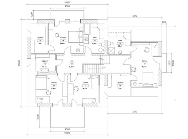 КГ На узліссі: планировка 4-комнатной квартиры 270 м²