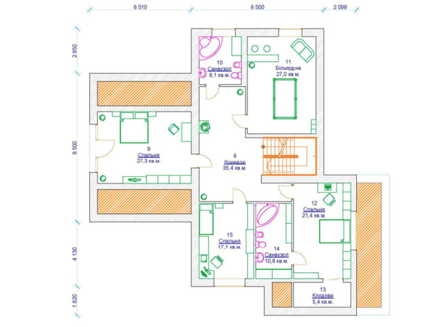 КГ На узліссі: планировка 3-комнатной квартиры 271 м²