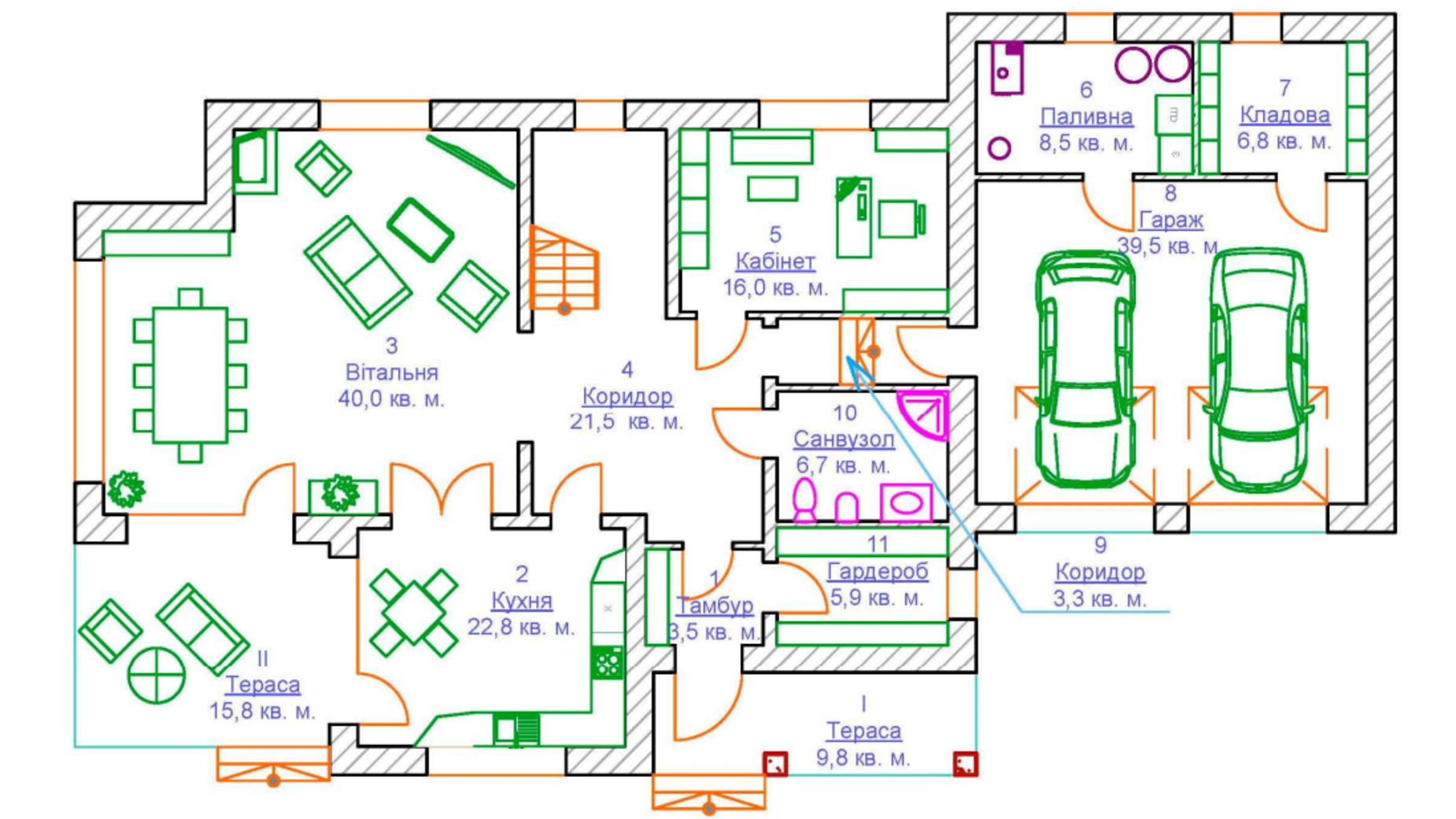 Планировка коттеджа в КГ На узліссі 295 м², фото 478765