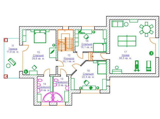 КГ На узліссі: планировка 3-комнатной квартиры 295 м²