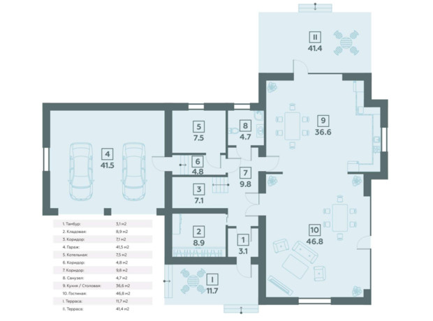 КГ На узліссі: планировка 3-комнатной квартиры 287 м²