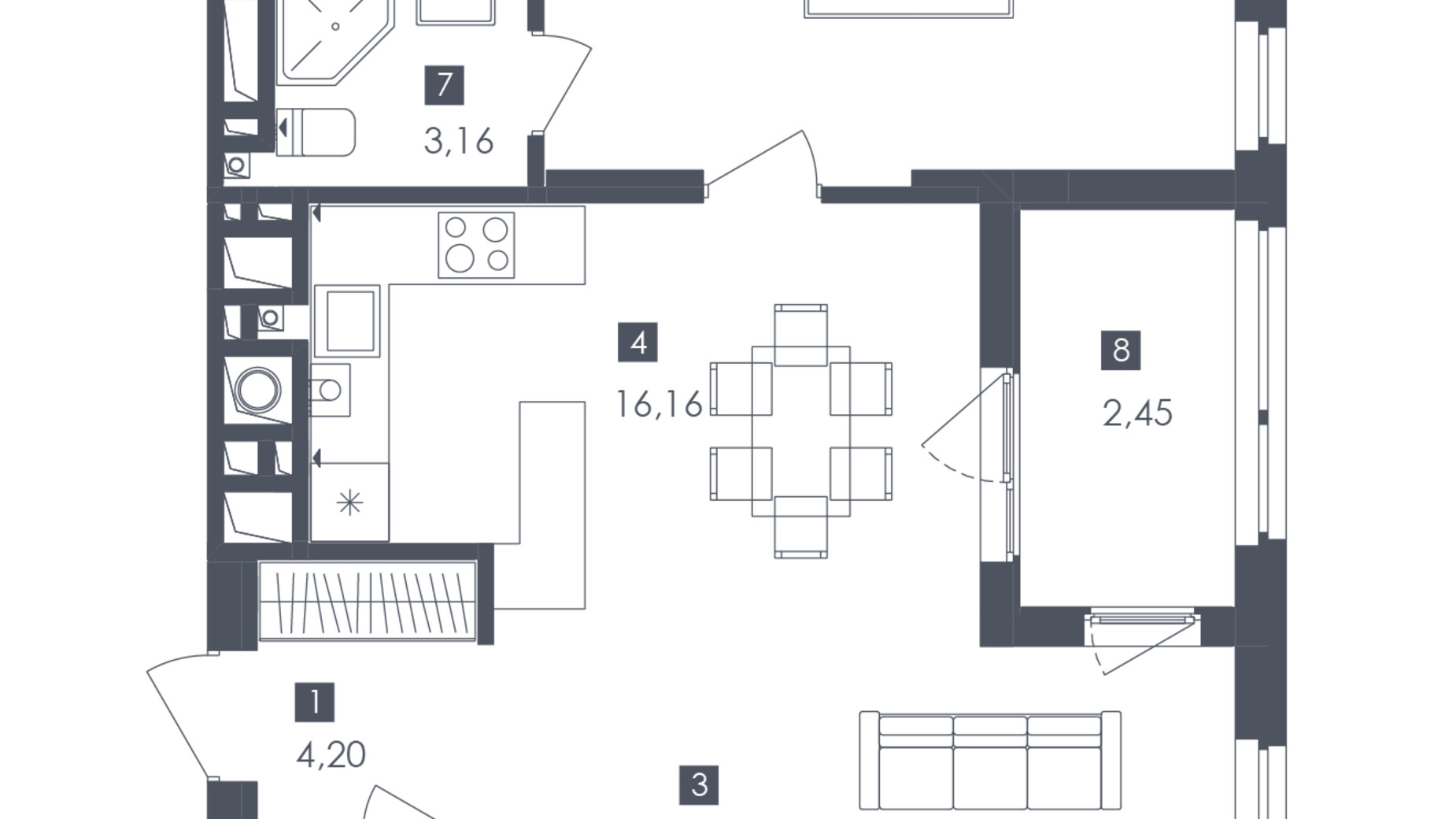 Планування багато­рівневої квартири в ЖК Safe Town 132.36 м², фото 479256