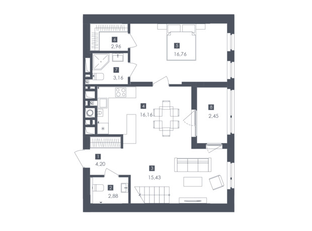 ЖК Safe Town: планировка 4-комнатной квартиры 122.36 м²