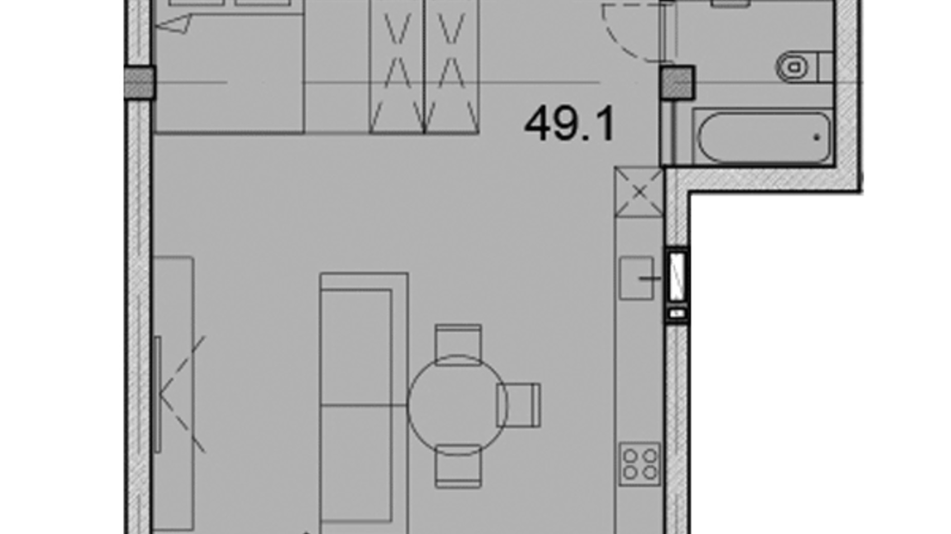 Планировка много­уровневой квартиры в ЖК Олимпийский  49.2 м², фото 479335