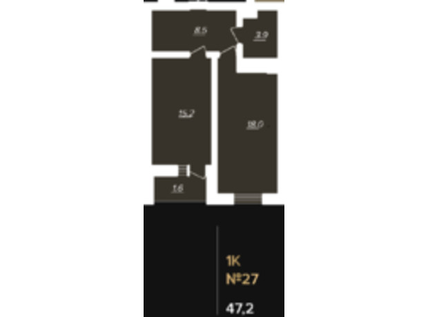 ЖК Globus Elite: планировка 1-комнатной квартиры 47.2 м²