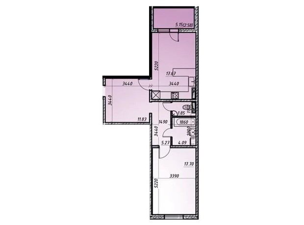 ЖК Navigator 2: планировка 1-комнатной квартиры 51.59 м²