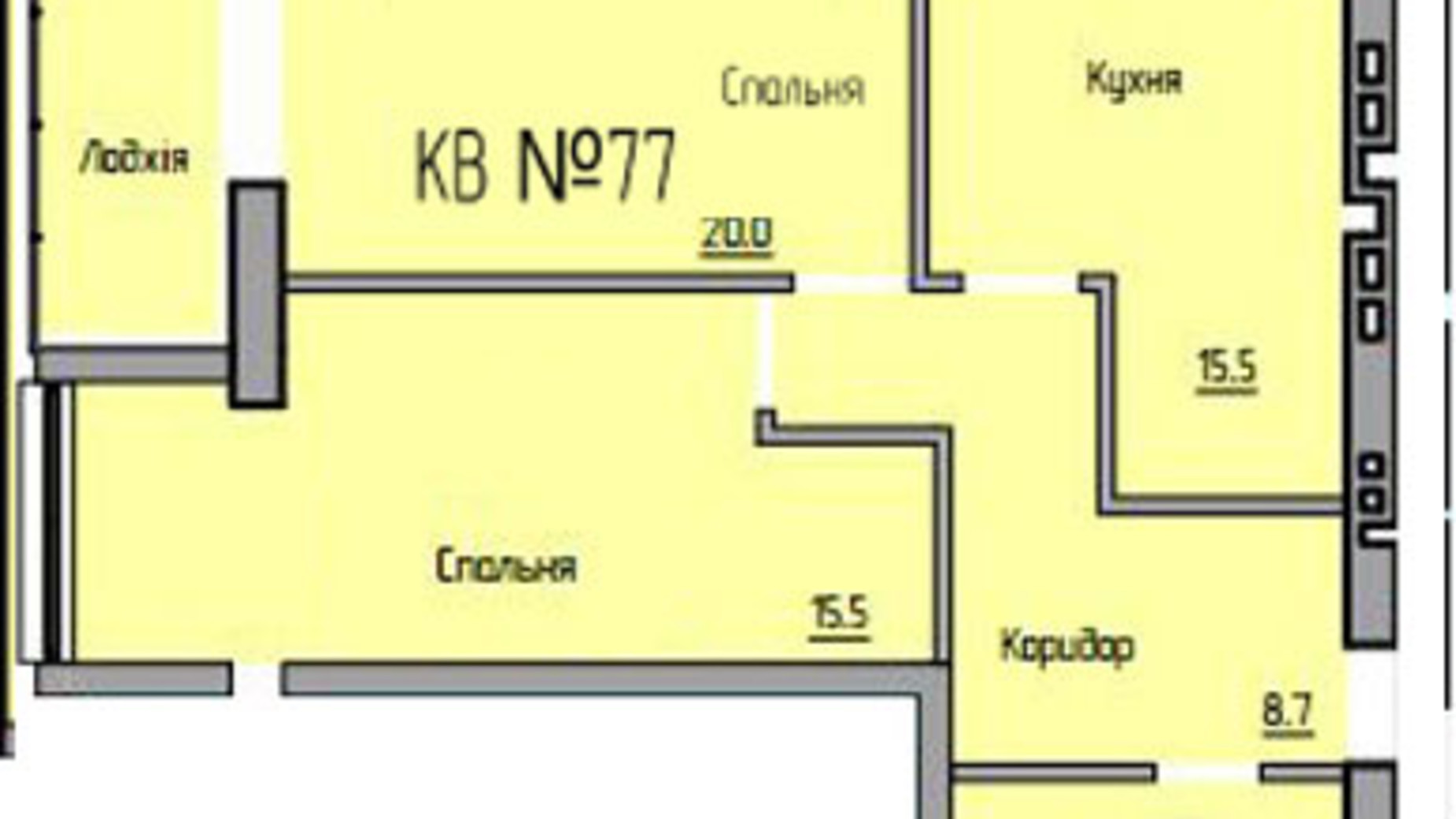 Планування 2-кімнатної квартири в ЖК Panorama de Luxe 66 м², фото 480303