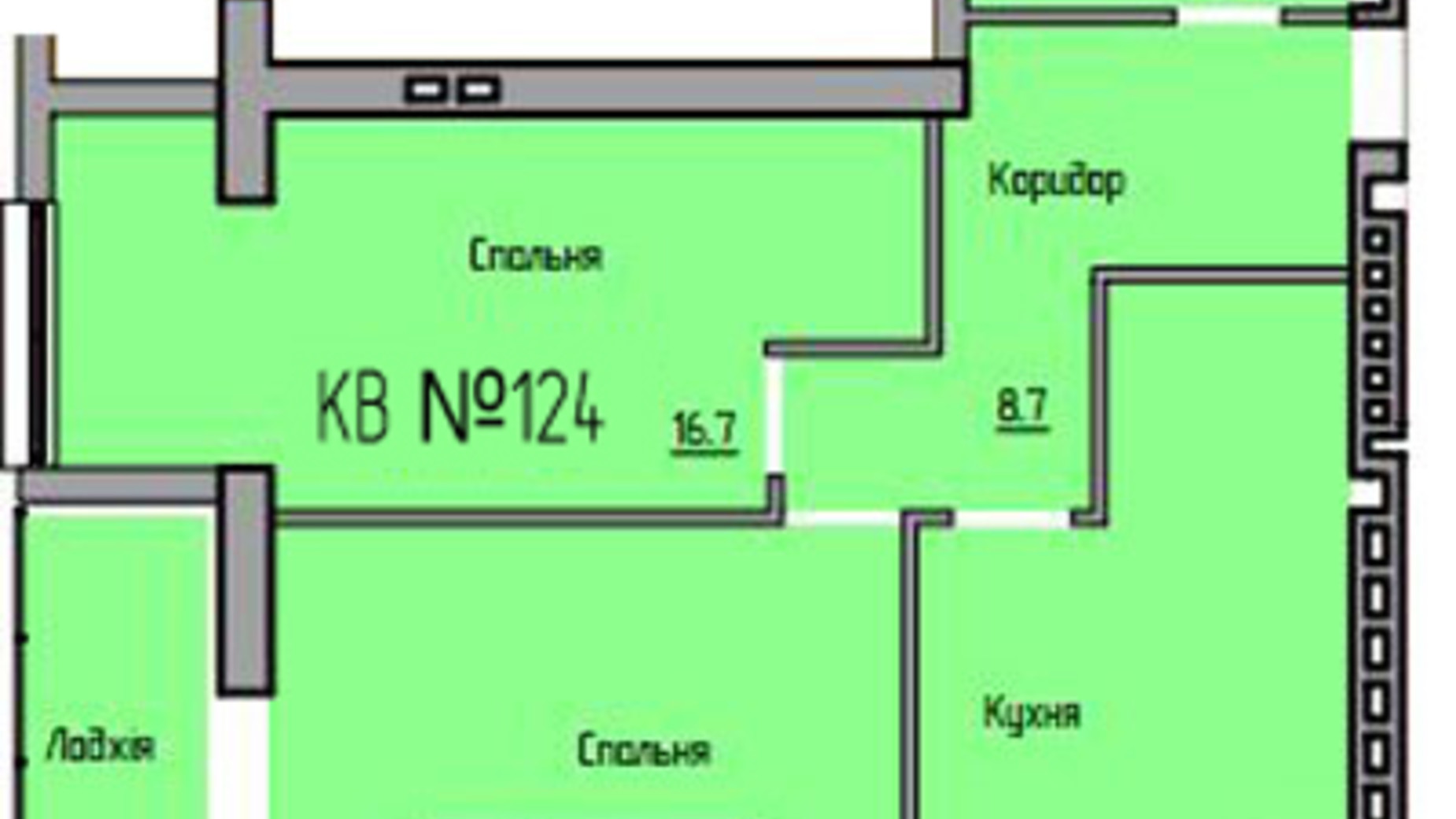 Планування 2-кімнатної квартири в ЖК Panorama de Luxe 67.7 м², фото 480331