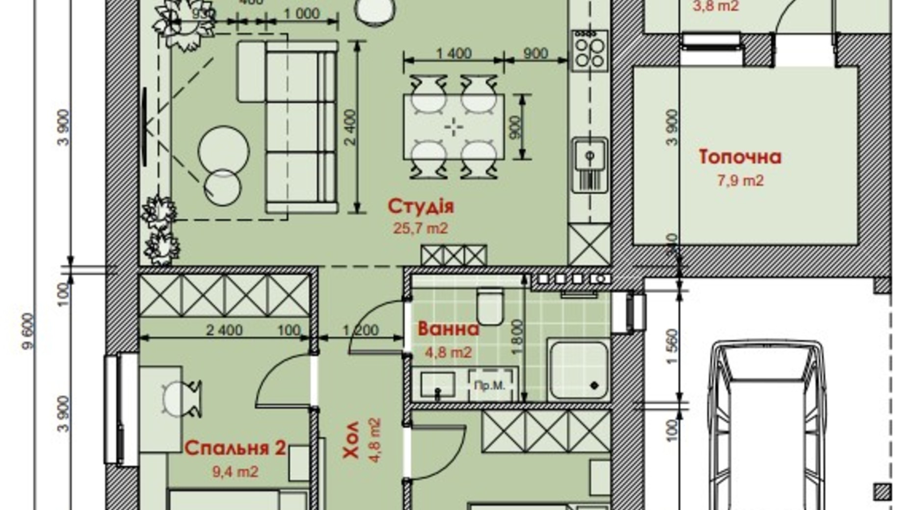 Планировка коттеджа в КГ Лесное Озеро 60.4 м², фото 481406