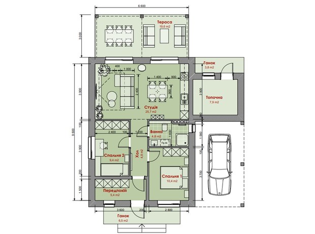 КМ Лісове Озеро: планування 2-кімнатної квартири 60.4 м²